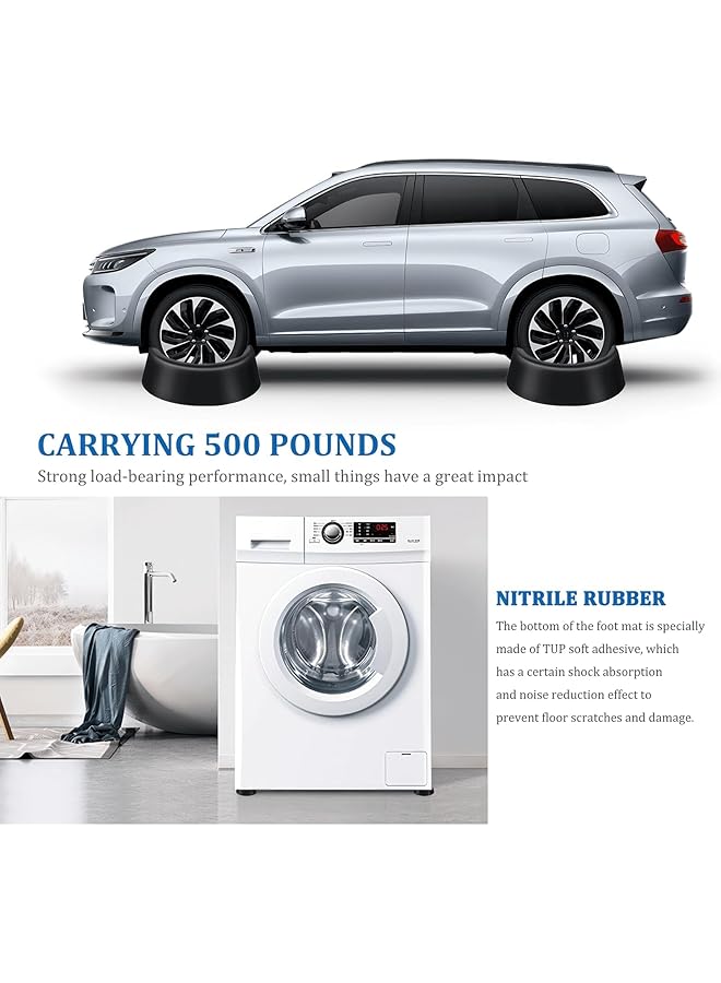 erorex 4 Pack Anti Vibration Pads For Washing Machine Support Stand Mat Rubber Shock Absorber For Washer And Dryer Appliance Stabilizer Feet Easy Install Noise Reduction Floor Protection - Image 5