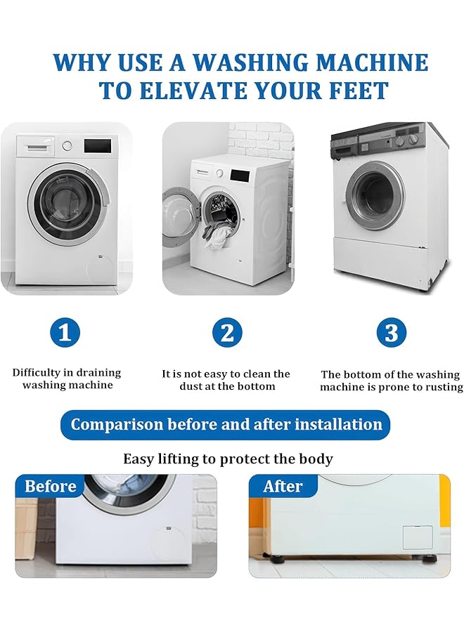 erorex 4 Pack Anti Vibration Pads For Washing Machine Support Stand Mat Rubber Shock Absorber For Washer And Dryer Appliance Stabilizer Feet Easy Install Noise Reduction Floor Protection - Image 3