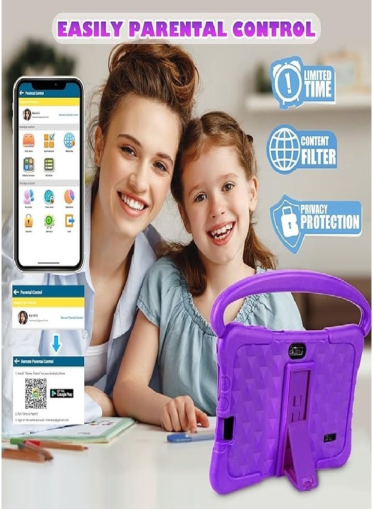 Kids Tablet, 7-inch 32GB Tablet, for Ages 3-14 with Eye Protection, Education, Parental Controls, Tablet with Purple Silicone Case - Image 2