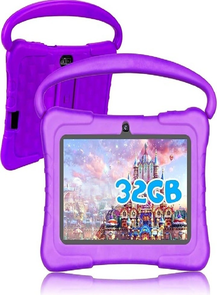 Kids Tablet, 7-inch 32GB Tablet, for Ages 3-14 with Eye Protection, Education, Parental Controls, Tablet with Purple Silicone Case - Image 1
