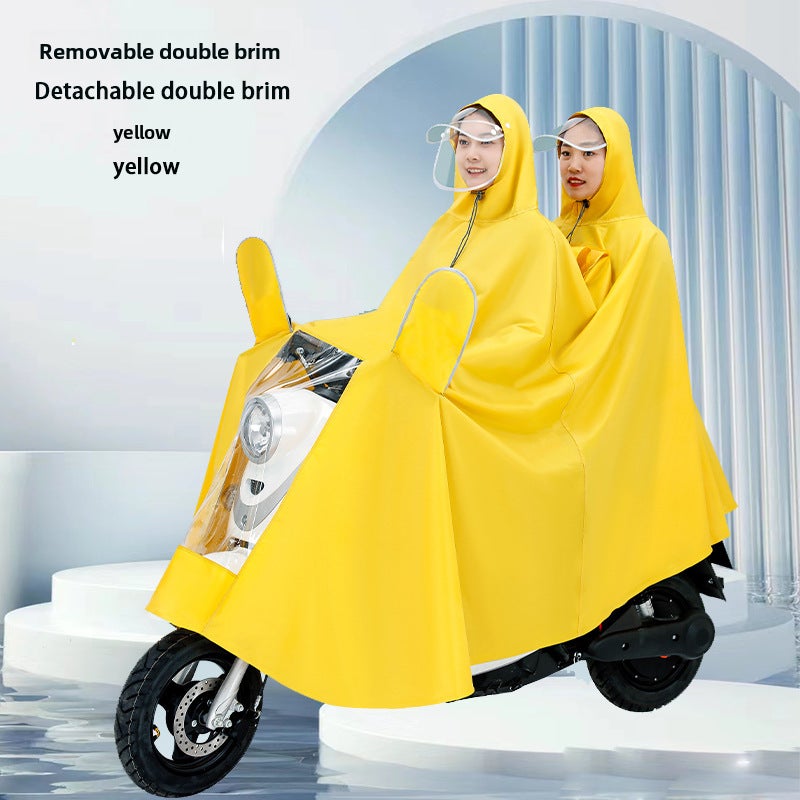 Generic Thickened Full-Body Unisex Raincoat Motorbike 8XL Double Mirror with Removable Double Bridges-Yellow