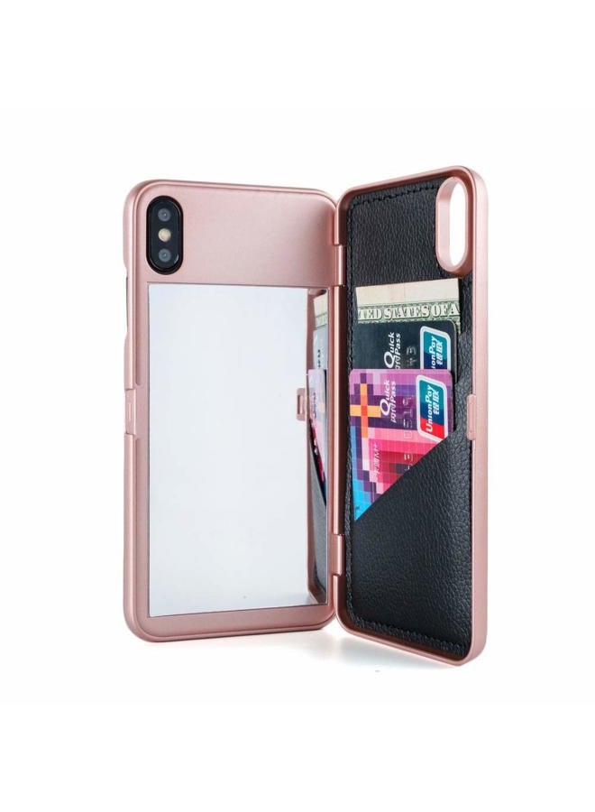 W7ETBEN iPhone Xs Max Case,Hidden Back Mirror Wallet Case with Stand Feature and Card Holder for Apple iPhone Xs MAX 6.5" (Rose Gold) - Image 1