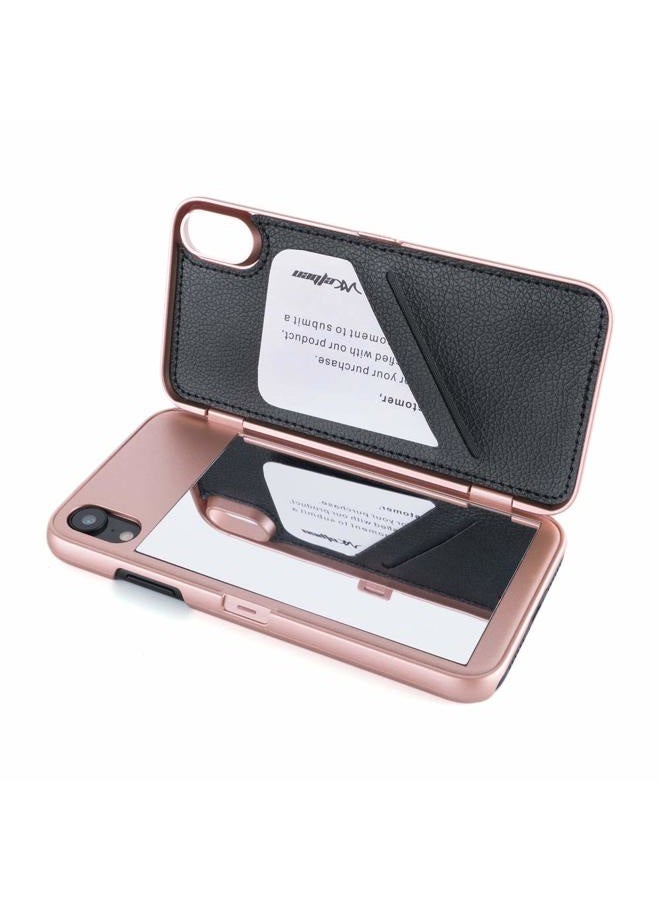 W7ETBEN iPhone Xs Max Case,Hidden Back Mirror Wallet Case with Stand Feature and Card Holder for Apple iPhone Xs MAX 6.5" (Rose Gold) - Image 3