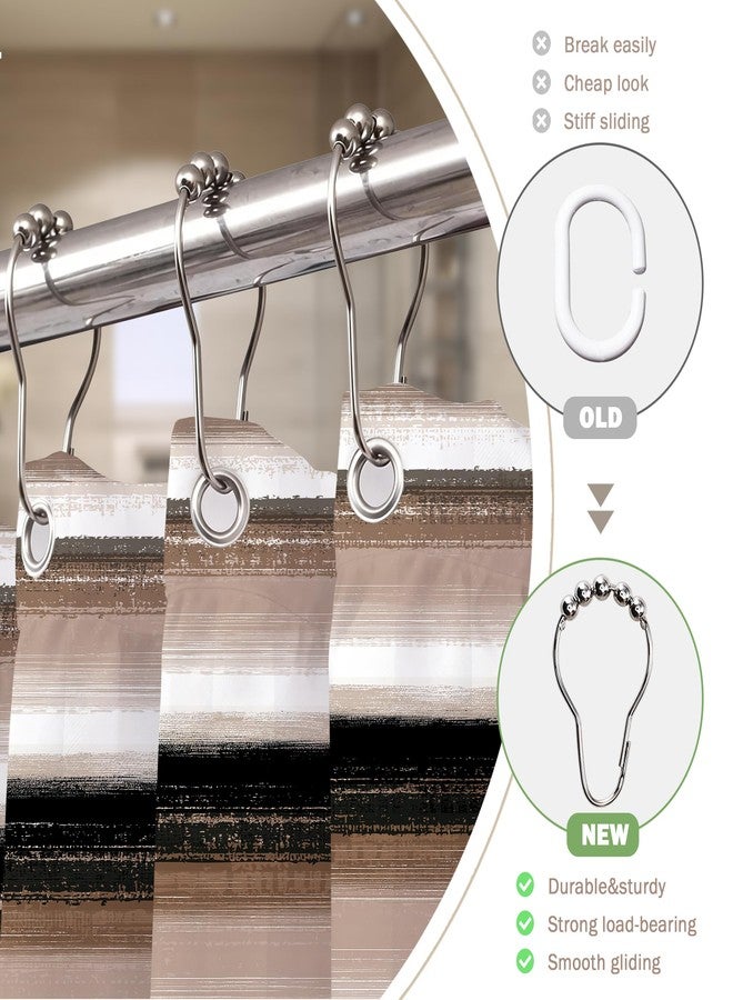 Riyidecor Brown Tan Abstract Shower Curtain for Bathroom Decor 72Wx72H Taupe Black Beige Mens Masculine Modern Neutral Minimalist Simple Cool Art Printed Fabric Polyester Waterproof 12 Pack Metal Hook - Image 3