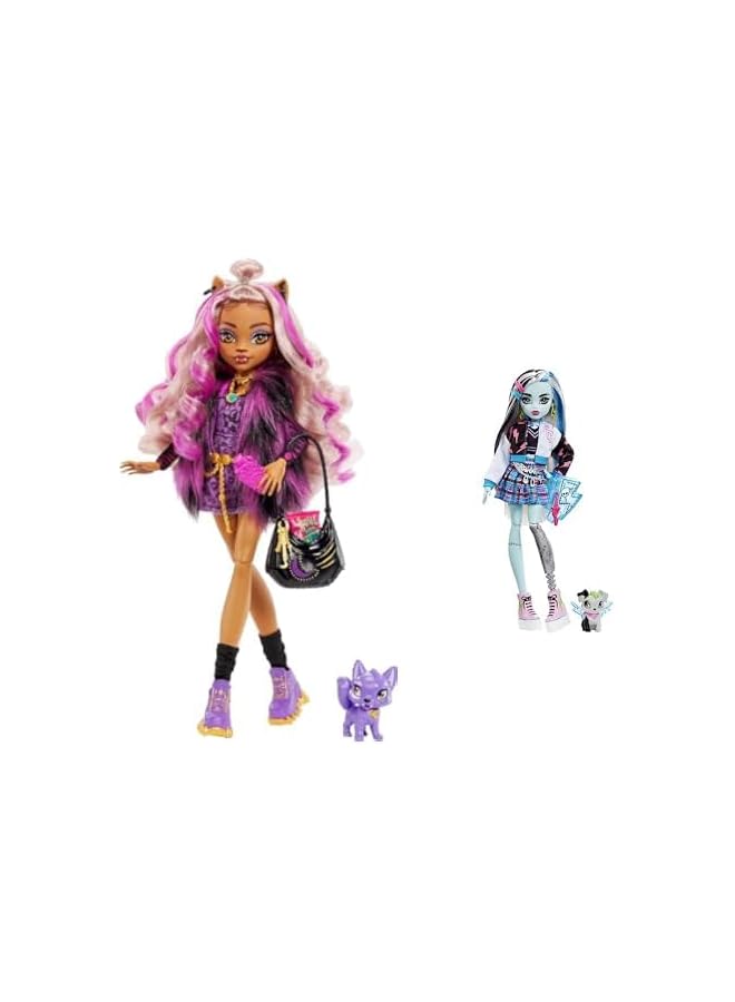 Mattel Games Monster High Doll Frankie Stein With Pet Blue And Black Streaked Hair - Image 1