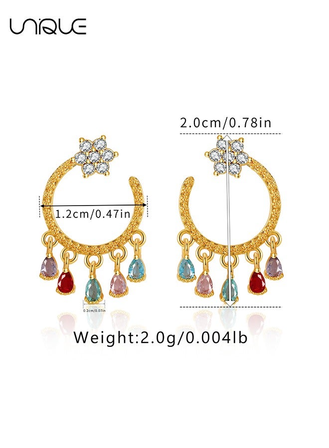 يونيك أقراط - أقراط بوهيمية - أقراط ماسية - أقراط قلادة ملونة - أنيقة وبسيطة وعصرية - هدايا - Image 2