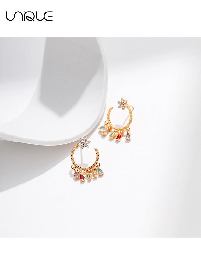 يونيك أقراط - أقراط بوهيمية - أقراط ماسية - أقراط قلادة ملونة - أنيقة وبسيطة وعصرية - هدايا - Image 3