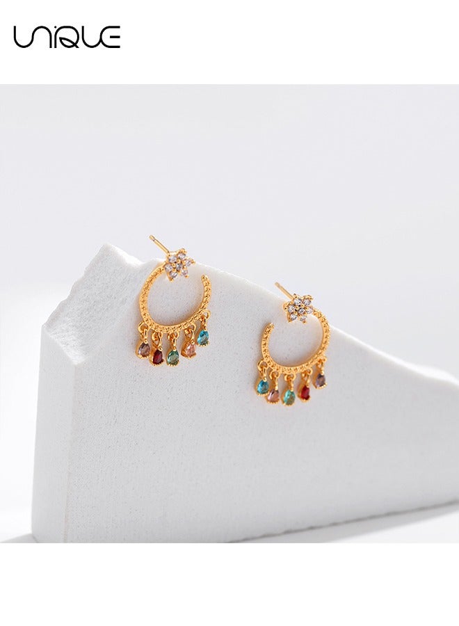 يونيك أقراط - أقراط بوهيمية - أقراط ماسية - أقراط قلادة ملونة - أنيقة وبسيطة وعصرية - هدايا - Image 4