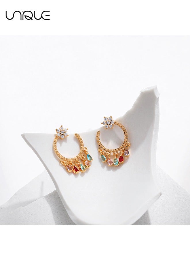 يونيك أقراط - أقراط بوهيمية - أقراط ماسية - أقراط قلادة ملونة - أنيقة وبسيطة وعصرية - هدايا - Image 5