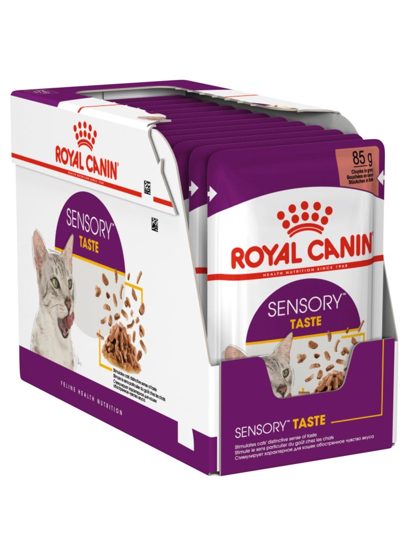 ROYAL CANIN قطع طعام رطب للقطط بنكهة حسية في صلصة 12x85غ - Image 1