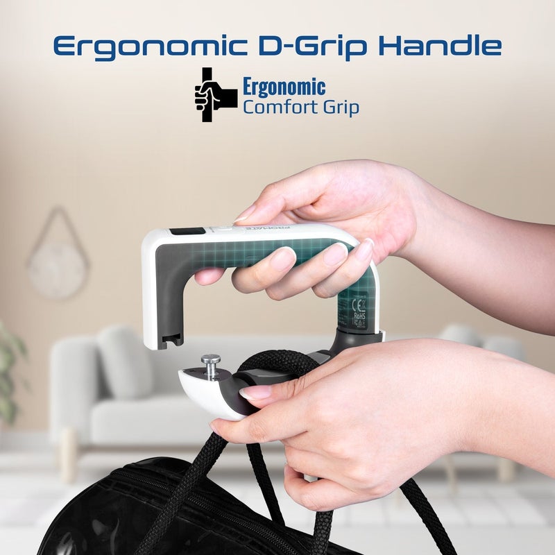 PROMATE ميزان أمتعة رقمي برومايت إنستاسكال-50 بسعة قصوى 50 كجم، دقة عالية بزيادات 50 جرام، شاشة LCD مضاءة، وحدات مزدوجة (كجم/رطل)، مقبض مريح، أداة وزن سفر مدمجة - أبيض - Image 3