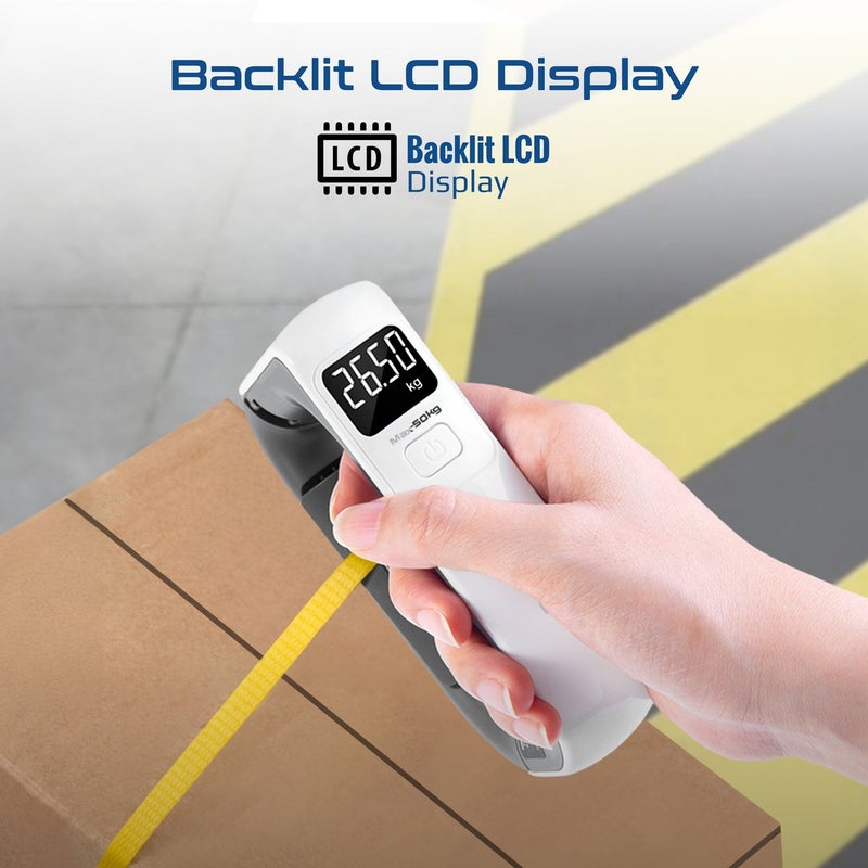 PROMATE ميزان أمتعة رقمي برومايت إنستاسكال-50 بسعة قصوى 50 كجم، دقة عالية بزيادات 50 جرام، شاشة LCD مضاءة، وحدات مزدوجة (كجم/رطل)، مقبض مريح، أداة وزن سفر مدمجة - أبيض - Image 4