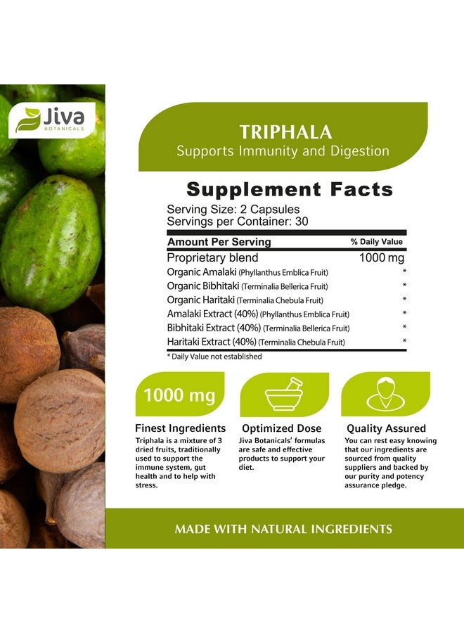 Jiva BOTANICALS Triphala Supplement Organic Triphala Capsules Made With Amalaki Bibhitaki And Haritaki Powder Triphala Powder Extracts Capsules For Digestive & Immune System 60 Vegan Capsules - Image 4
