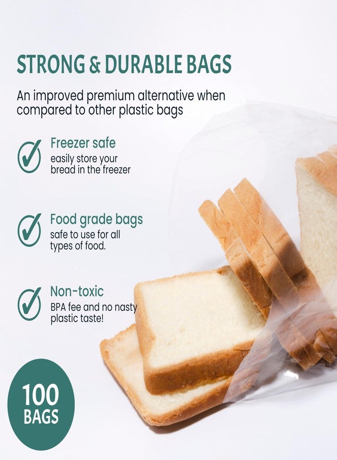 FUNSTITUTION Reusable Plastic Bread Bags for Homemade Bread - 100 Pack Clear Bag with Ties For An Airtight Moisture-free Preservation and Storage - Loaf Home Bakers Bakery Owners - Image 2