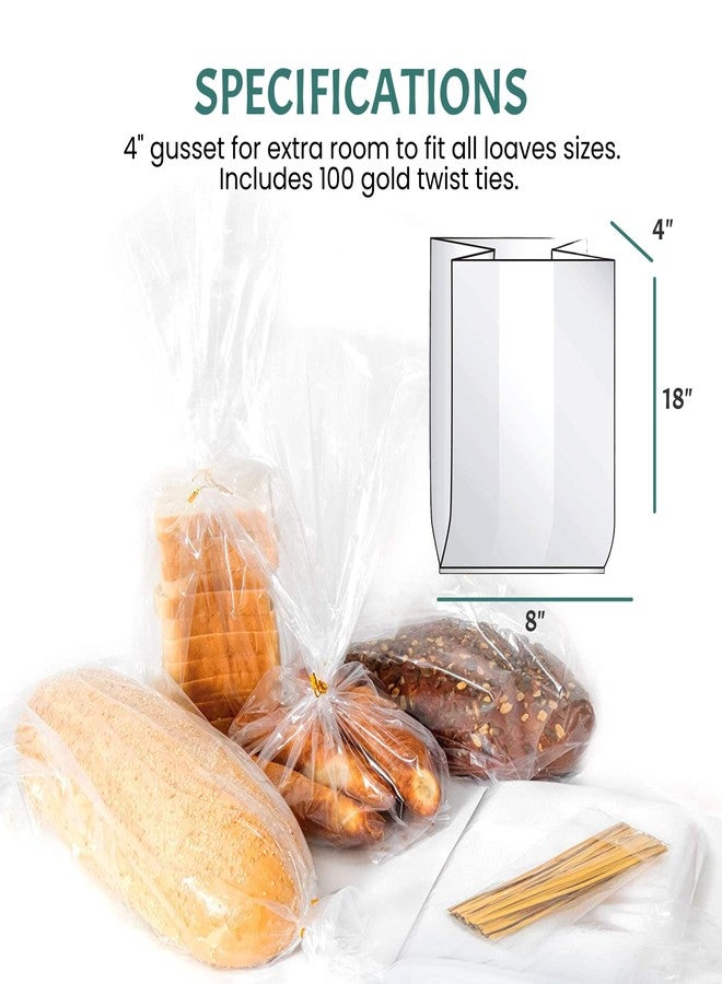 FUNSTITUTION Reusable Plastic Bread Bags for Homemade Bread - 100 Pack Clear Bag with Ties For An Airtight Moisture-free Preservation and Storage - Loaf Home Bakers Bakery Owners - Image 4