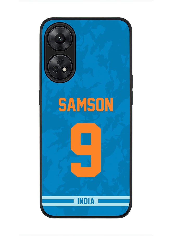 Stylizedd - Rugged Black Edge Case for Reno 8T 4G, Slim fit Soft Case Flexible Rubber Edges Thin Cover - Player Name - Sanju Samson, Jersey Number- 9 - Image 1