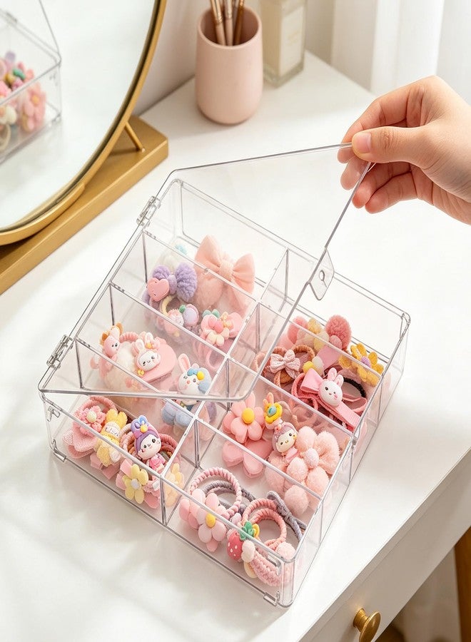 FMOACEN 2 Pcs Hair Accessories Organizers with 8 Compartments and Lids Clear Storage Boxes for Headbands Bows Clip Scrunchies Hair Tie Organizer for Bathroom Bedroom Vanity Countertop - Image 4