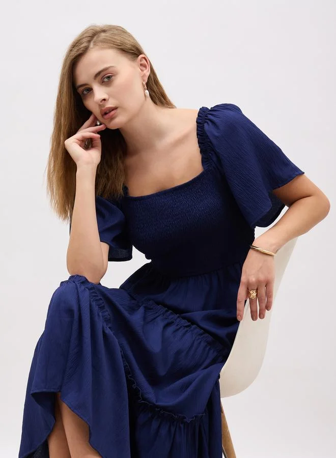 Styli Tiered Navy Dress