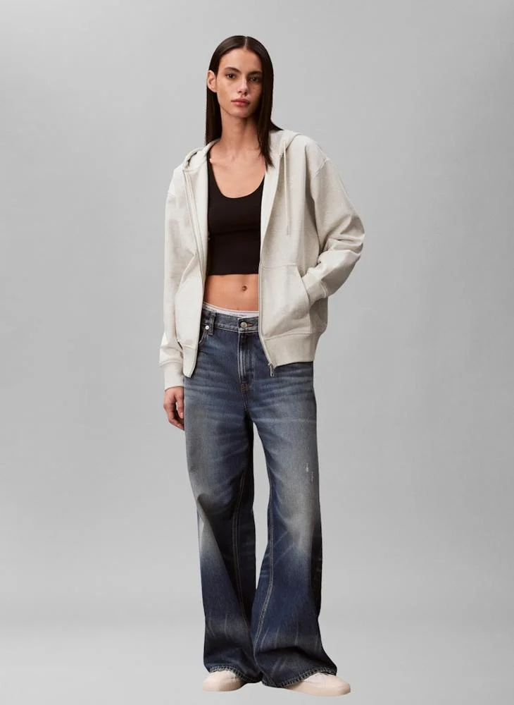 Calvin Klein Jeans  Monologo French Terry Zip Through Hoodie for Women | Best Price UAE