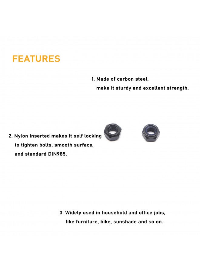 binifiMux 30Pcs M6-1.0mm Black Zinc Plated Nylon Lock Nuts Inserted Hex Self Clinching Nuts - Image 3