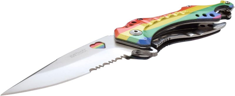 MTECH USA Folding Knife, 3.75-Inch Half-Serrated Blade, Titanium Coating, Glass Breaker, Pocket Clip - Image 4