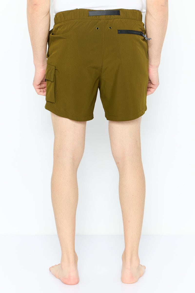 DKNY Men Brand Logo Board Shorts, Dark Olive - Image 3
