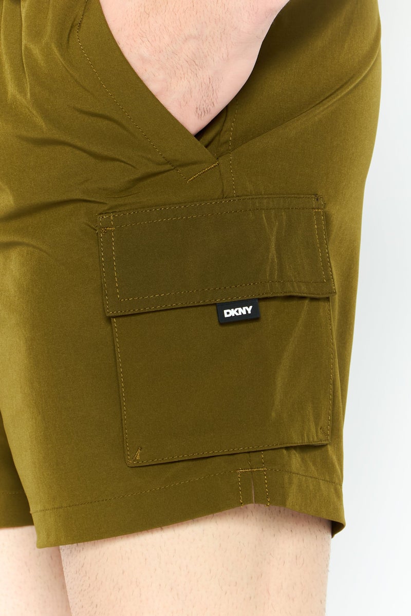 DKNY Men Brand Logo Board Shorts, Dark Olive - Image 2