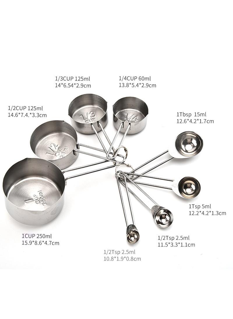 general 8-Piece Modern Stainless Steel Measuring Cups And Spoons Set Silver - Image 2