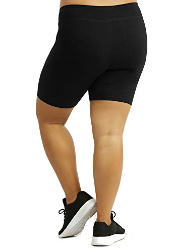 Popular Bike Shorts Women Plus Size - Soft Cotton Biker Shorts. Great Gym, Workout, Running, Yoga Shorts Black 1X - Image 2