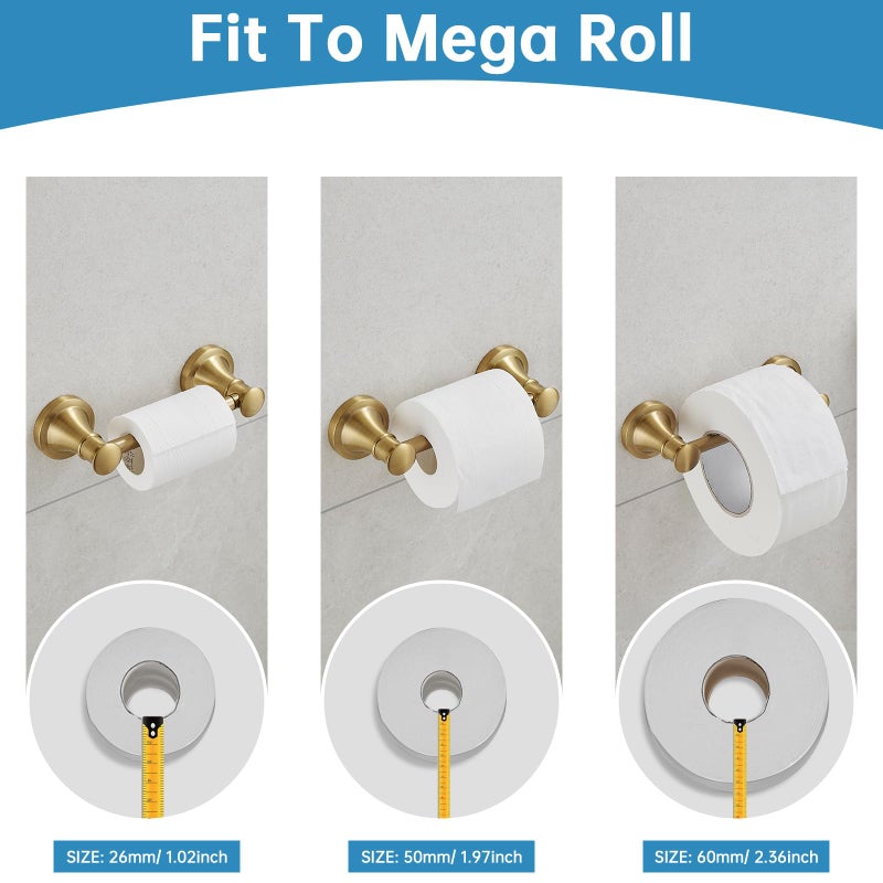 RUMOSE Toilet Paper Roll Holder Bathroom Flexible Pivoting Tissue Handle on Wall Mounted Brushed Gold Rustproof Toilet Tissue Roll Holder Stainless Steel - Image 3