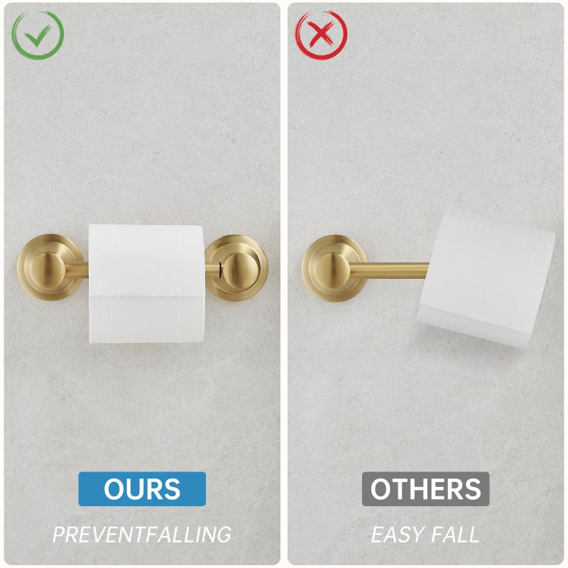 RUMOSE Toilet Paper Roll Holder Bathroom Flexible Pivoting Tissue Handle on Wall Mounted Brushed Gold Rustproof Toilet Tissue Roll Holder Stainless Steel - Image 4