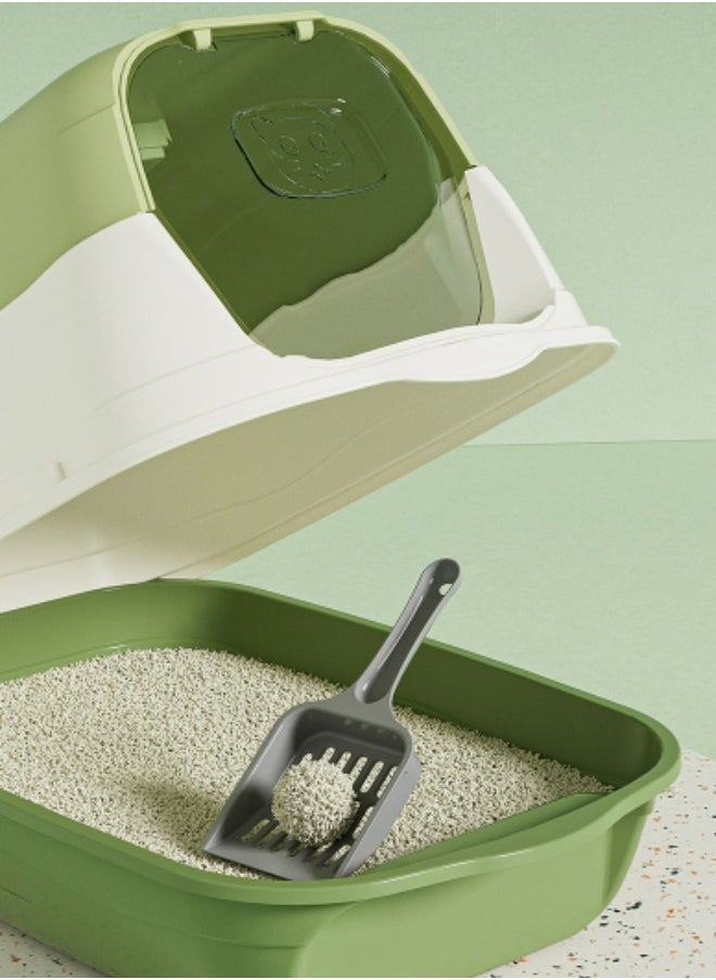 Large Removable Cat Litter Box Fully Enclosed Cat Litter Box With Lid Splash-proof Odor-proof Cat Supplies Comes with Plastic Scoop and Deodorizing Bag Easy to Clean No Odor Blue