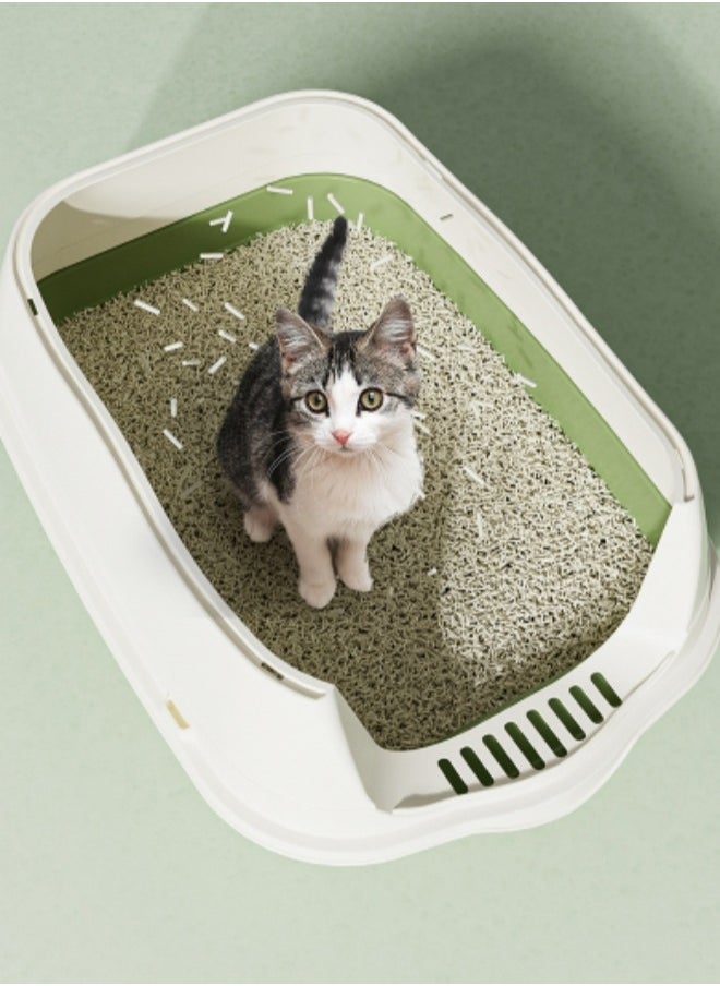 Large Removable Cat Litter Box Fully Enclosed Cat Litter Box With Lid Splash-proof Odor-proof Cat Supplies Comes with Plastic Scoop and Deodorizing Bag Easy to Clean No Odor Blue