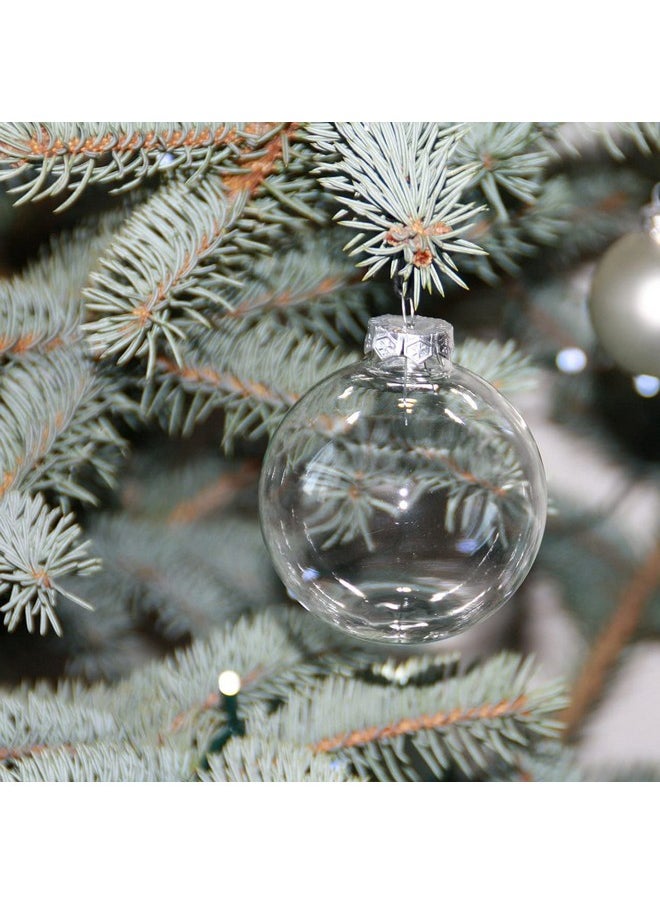 4E's Novelty 4E's Novelty 12 Pack 3.15 Inch Clear Glass Christmas Ornament Balls - Fillable Glass Ornaments for Crafts with Hanging Cord, Large 80mm Clear Ornament Balls for DIY, Glass Ornaments for Xmas Tree  - Image 5