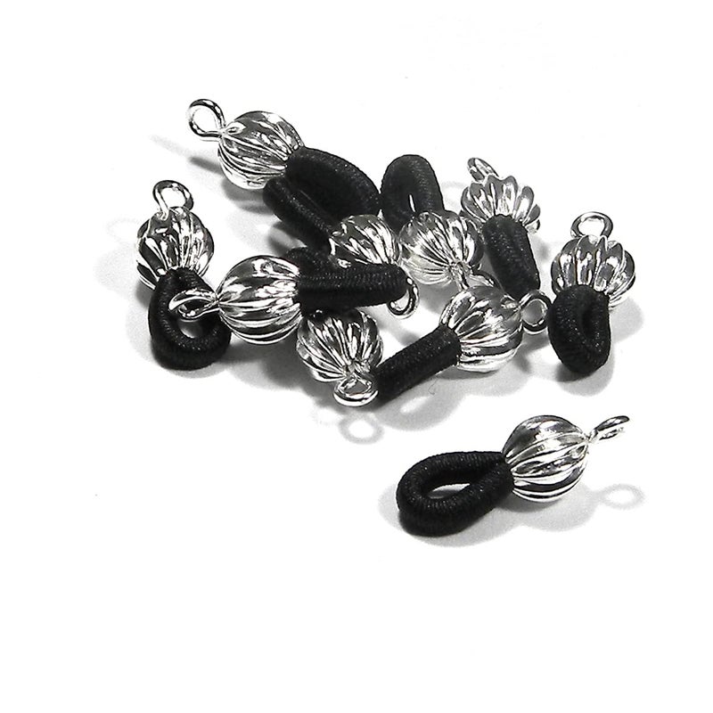 10 Black Beaded Eyeglass Holder Necklace Findings for Eye or Sun Glasses WElastic Loops Silver Plated