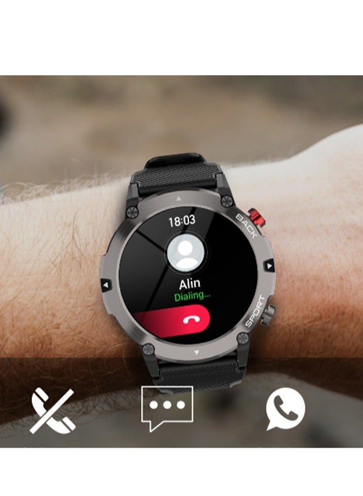 AROAQ Smart Watch Code21 With Bluetooth Calling, Fitness Tracker With Heart Rate Monitor, Multifunctional Waterproof Sleep Smart Watch For Men, Silver shell (three silver + black silicone) - Image 3