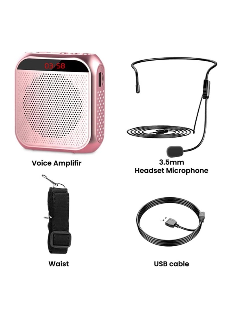 Generic Portable Voice Amplifier for Teachers, 2200mAh Rechargeable Personal Amplifier Mic, PA System Headset Microphone with Speaker for Teachers, Training, Meeting, Tour Guide, Yoga, Classroom (Rose Gold)  - Image 4