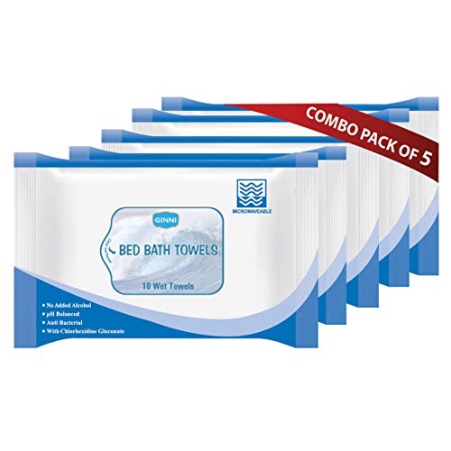GINNI Hygiene Bed Bath Towel Big Wet Wipes For Adults, Patients & Baby Wet Wipes & Refreshing Sponge Bath (10 Pulls/Pack) (Pack of 5) - Image 1
