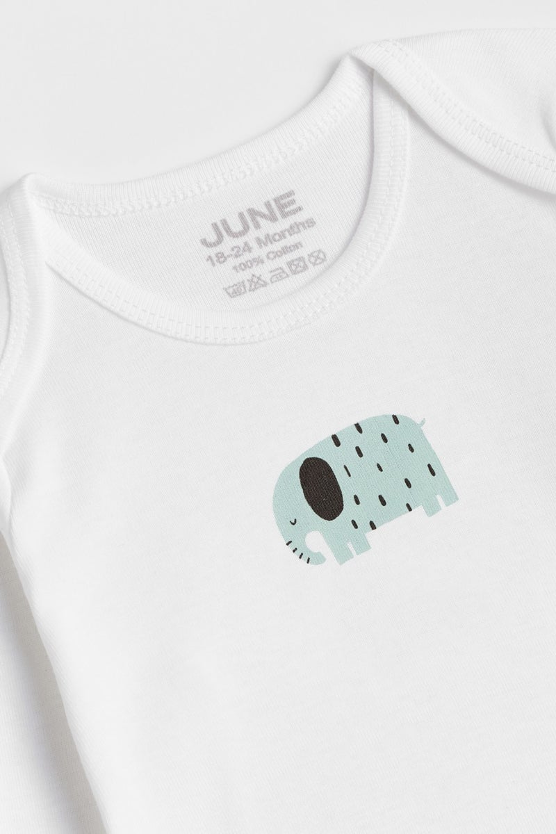 JUNE Baby Animal Printed 5-Piece Short Sleeve Body  - Image 2