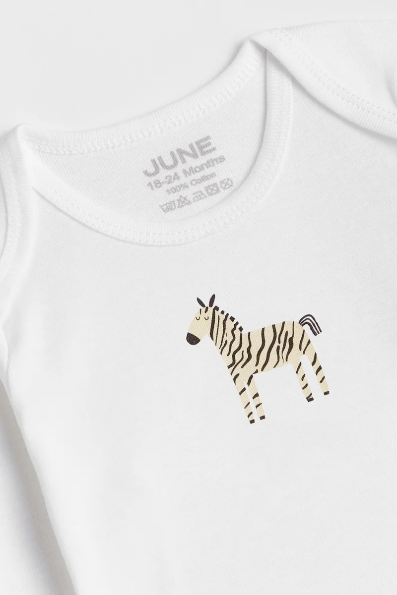JUNE Baby Animal Printed 5-Piece Short Sleeve Body