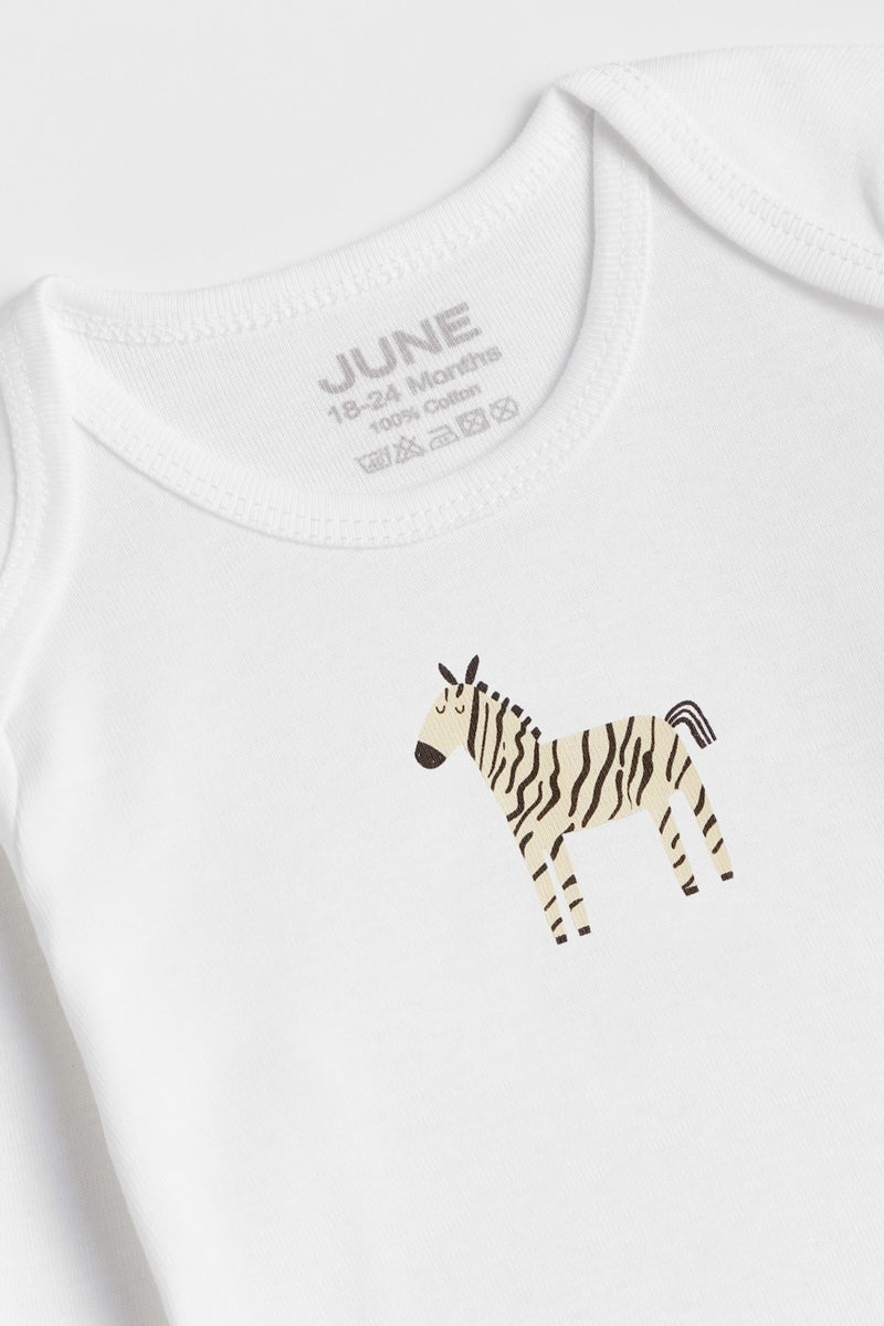 JUNE Baby Animal Printed 5-Piece Short Sleeve Body  - Image 4
