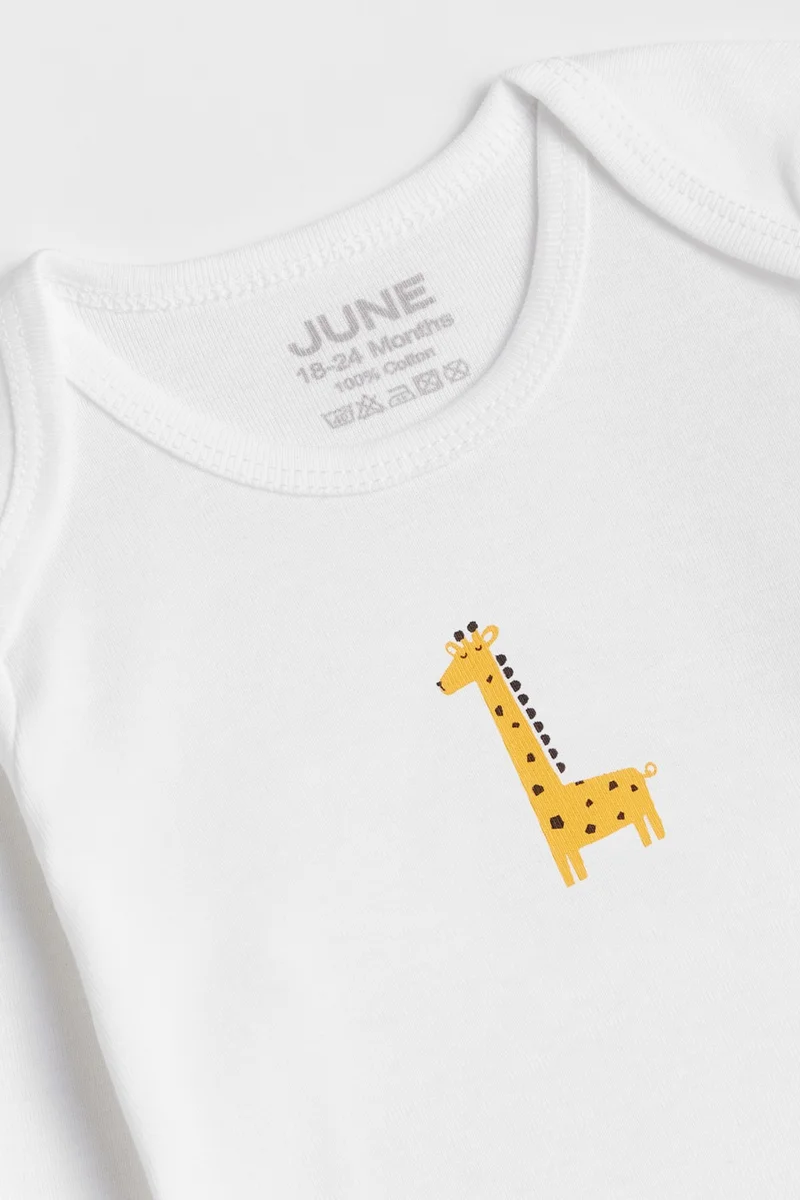 JUNE Baby Animal Printed 5-Piece Short Sleeve Body