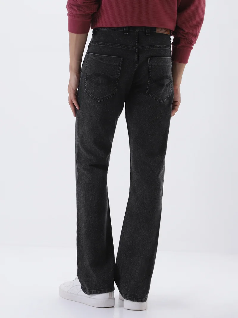 أوربانو فاشن Urbano Fashion Men's Black Washed Bootcut Jeans Stretchable