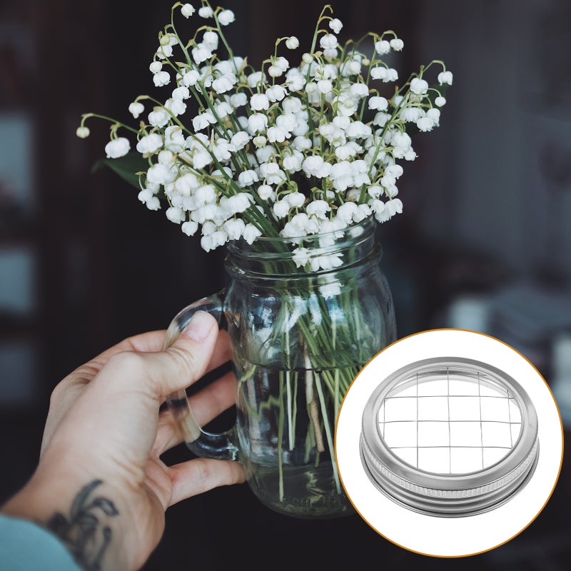 8 pcs Flower Jar Lids Canning Jars Stainless Steel Flower Lids - Image 4