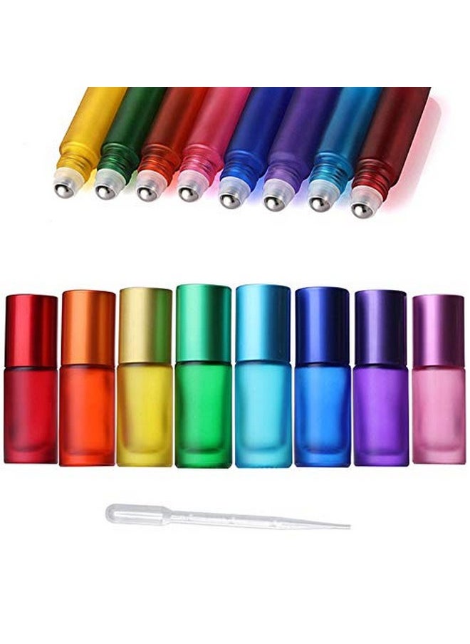 8Pcs 5Ml Colorful Frosted Roll On Bottles Glass Roller Ball For Essential Oils Refillable Massage Roller Bottles With Stainless Steel Ball Empty Containers For Aromatherapy+1Pcs Dropper - pzsku/ZC7D64DC0B518E50D667BZ/45/_/1730727270/8a17484c-96ad-48b7-b72e-152e1a560d58