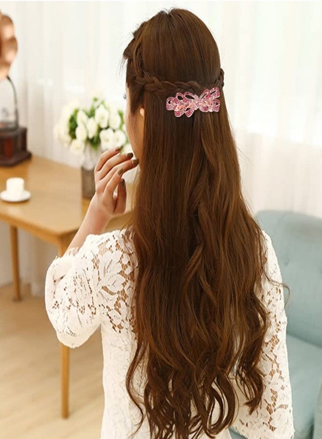 Beaupretty Crystal Rhinestone Hair Clip Pin Hair Barrettes Headdress for Ladies Women Hair Accessories Pink - Image 2