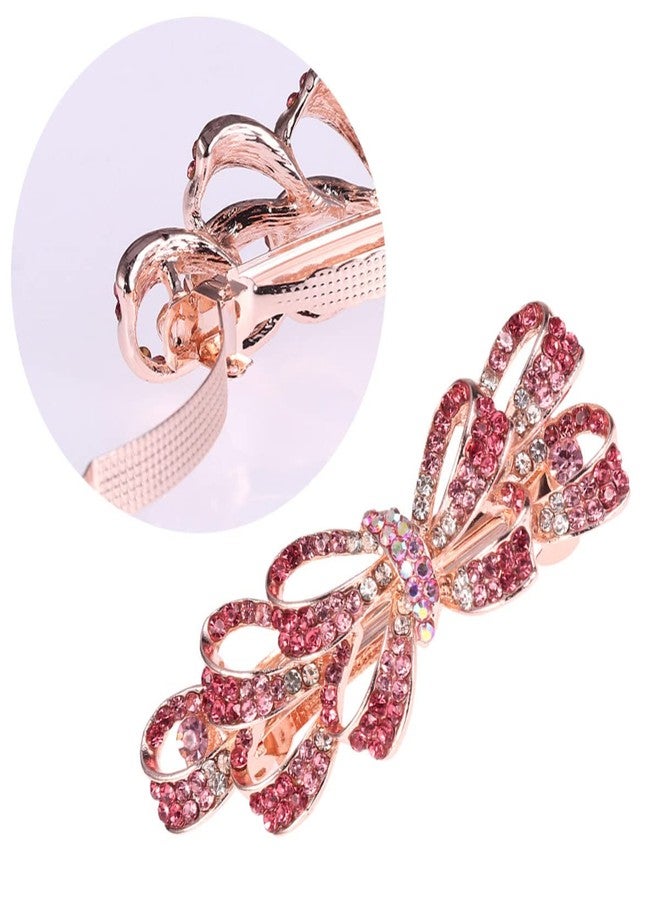 Beaupretty Crystal Rhinestone Hair Clip Pin Hair Barrettes Headdress for Ladies Women Hair Accessories Pink - Image 3