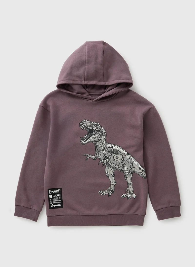 ماتلان Boys Brown T-Rex Hoodie