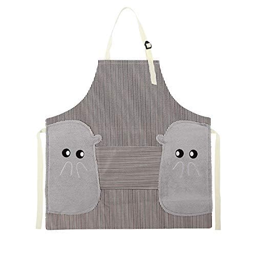 Takositio Takositio 1pcs Cooking Apron Adjustable Waterproof Chef Apron with Pocket and 2 Side Coral Velvet Towels for Hands Wiping Quilt for Home Kitchen Grill RestaurantBROWN - Image 1