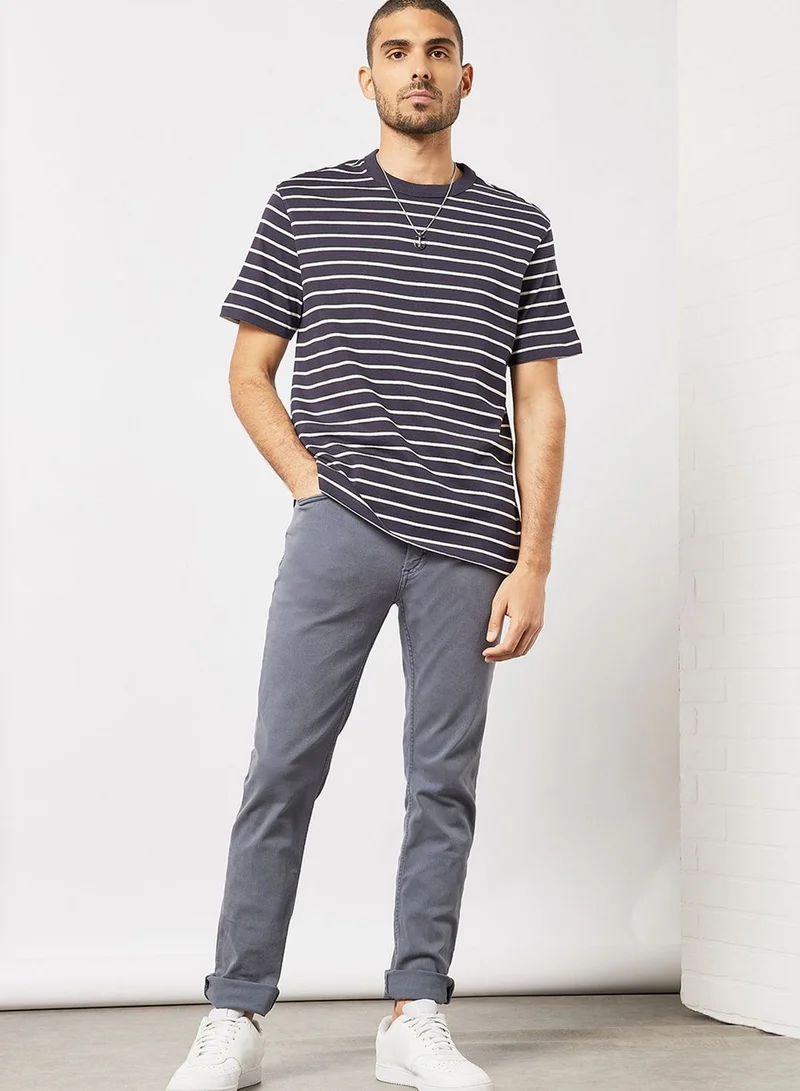 Mango Man Striped Crew Neck T-Shirt